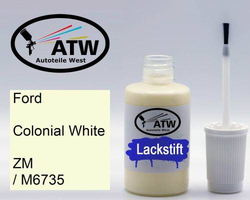 Ford, Colonial White, ZM / M6735: 20ml Lackstift, von ATW Autoteile West.